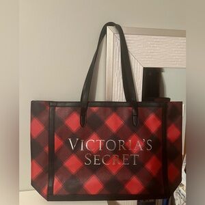 Victoria's Secret Red and Black Plaid Tote
